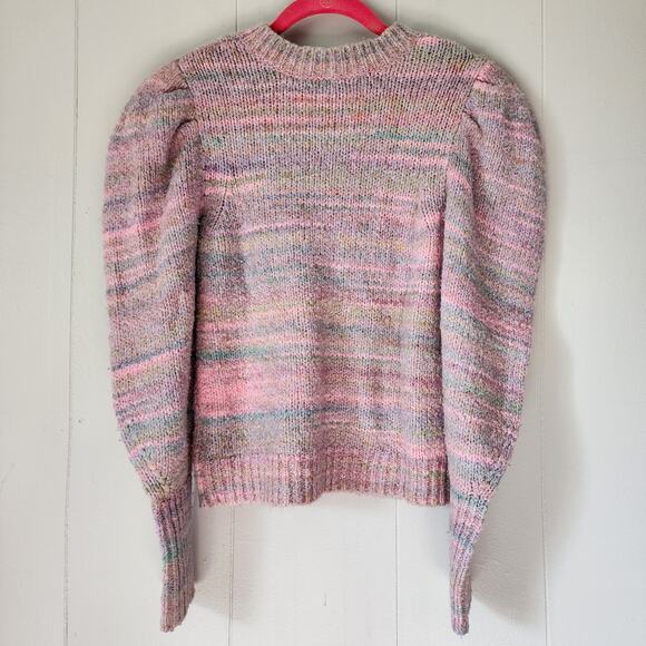 LoveShackFancy Aquarius Pullover Chunky Knit Sweater Pink Cloud Puff Sleeve S - Picture 9 of 12